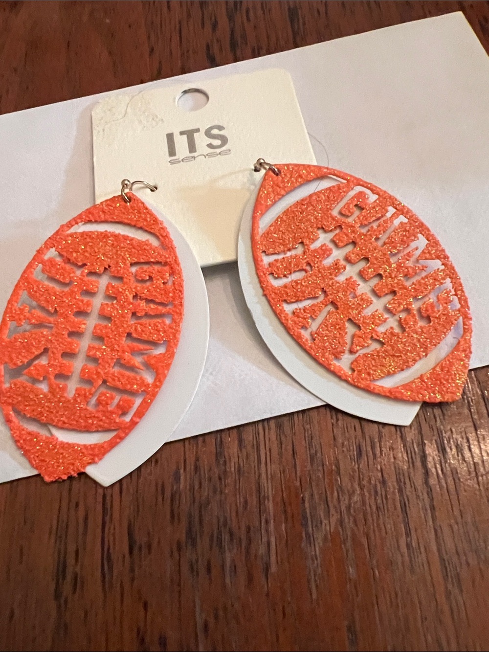 Orange and White  'Game Day' Football Earrings